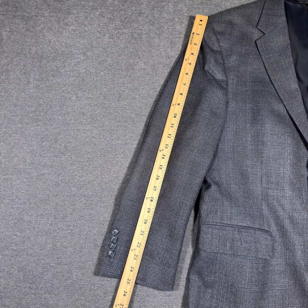 Jos. A. Bank Blazer Mens 42R Gray Plaid Silk Wool Traveler Summer Sport Coat - Picture 11 of 12
